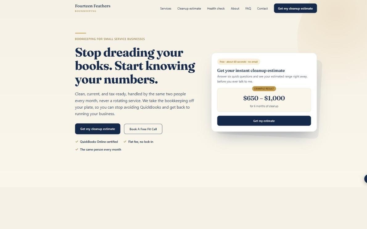 Fourteen Feathers Bookkeeping website